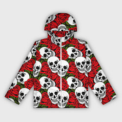 Ветровка с капюшоном женская Черепа в розах, цвет: 3D-белый