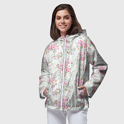Ветровка с капюшоном женская Flower pattern, цвет: 3D-белый — фото 2