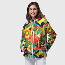 Ветровка с капюшоном женская Геометрия, цвет: 3D-белый — фото 2